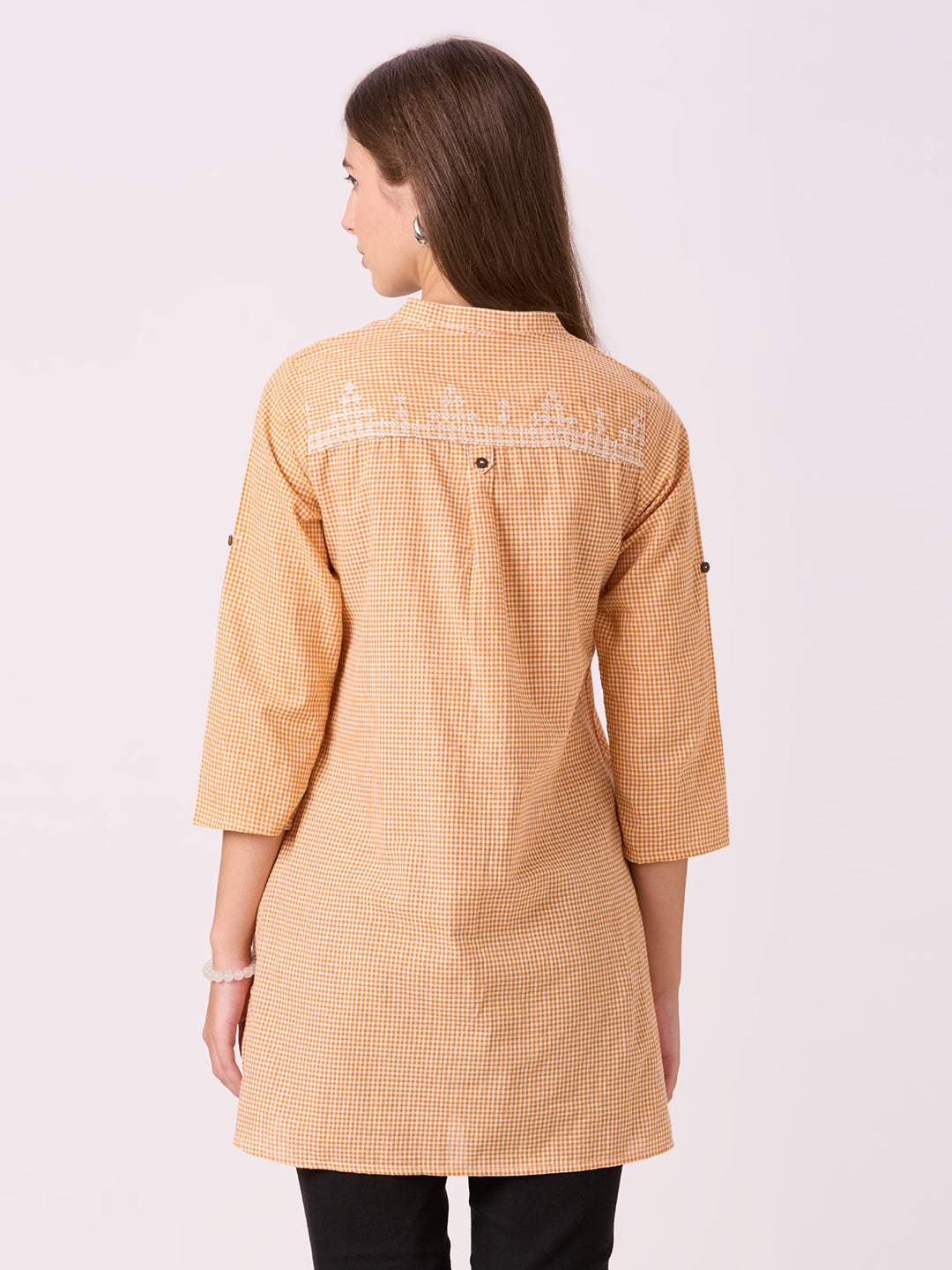 Sitayya Ginsham Checks Kurti - Mustard