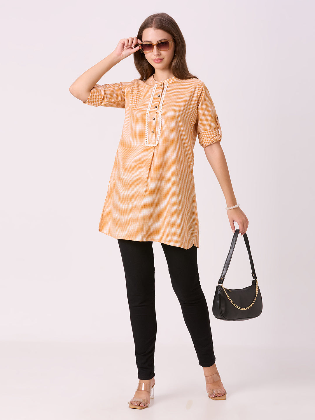 Sitayya Ginsham Checks Kurti - Mustard