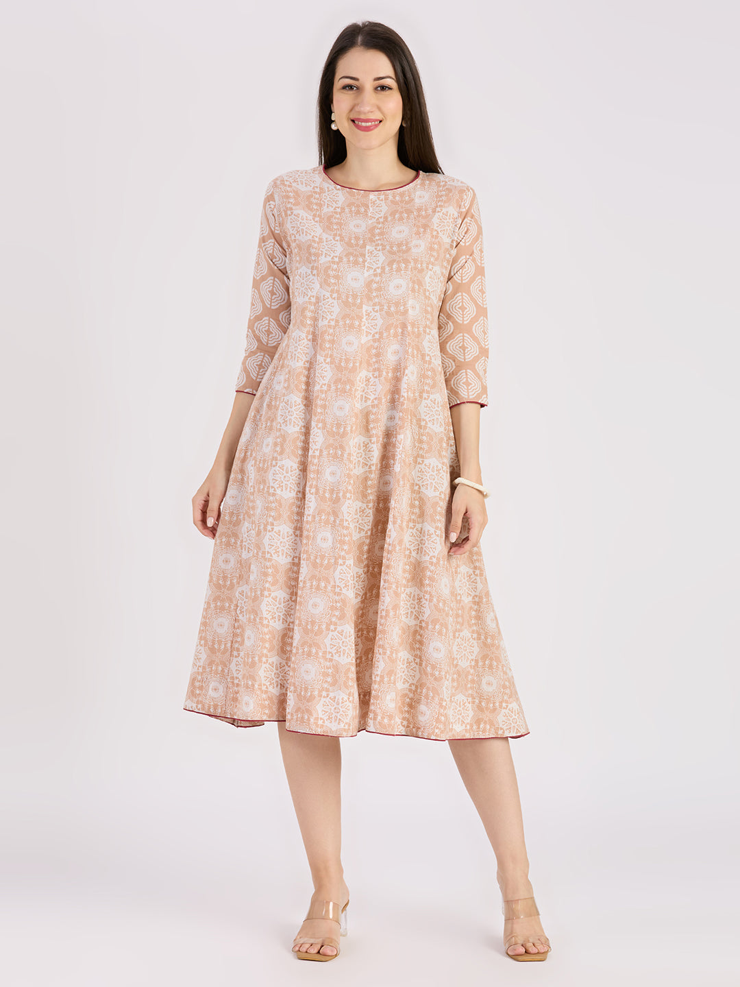 Sitayya Printed Dress - Peach