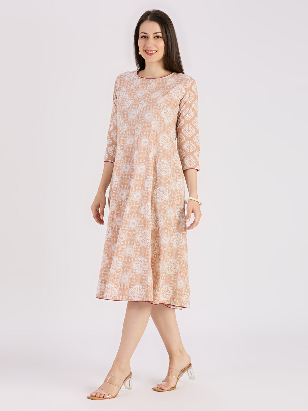 Sitayya Printed Dress - Peach