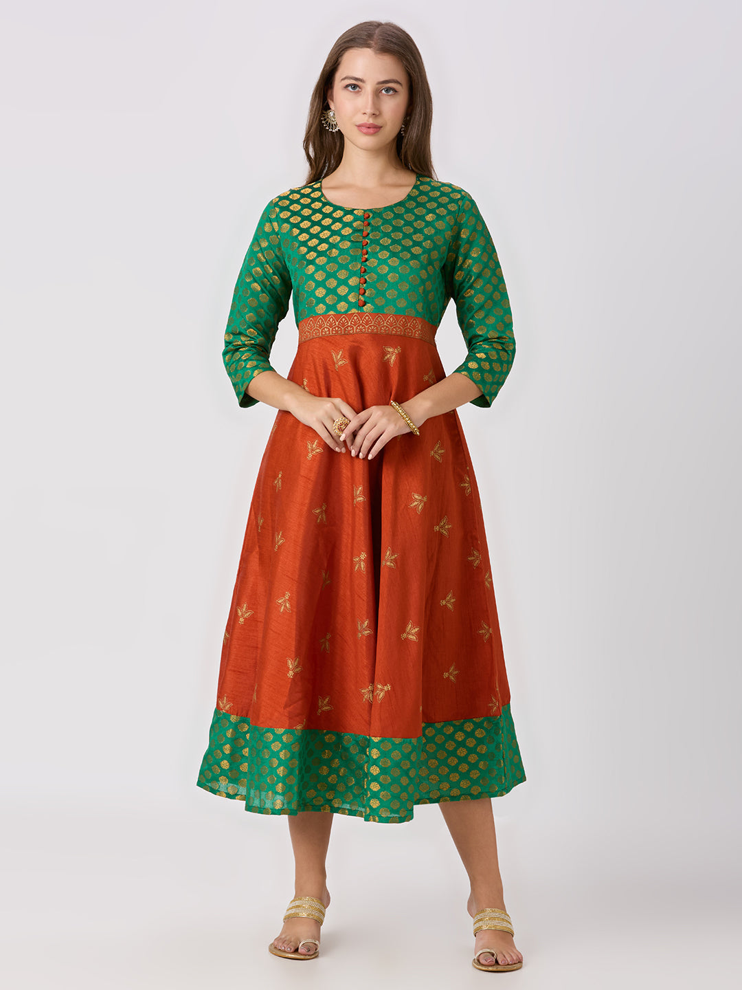 Sitayya Printed Dress - Rust