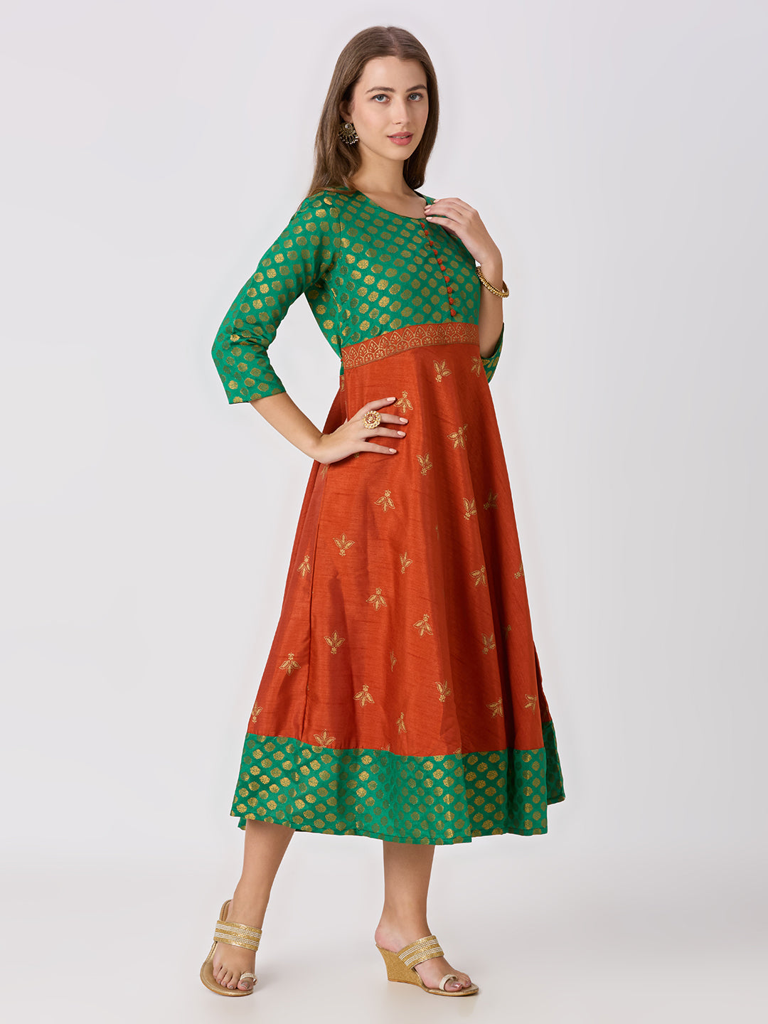 Sitayya Printed Dress - Rust