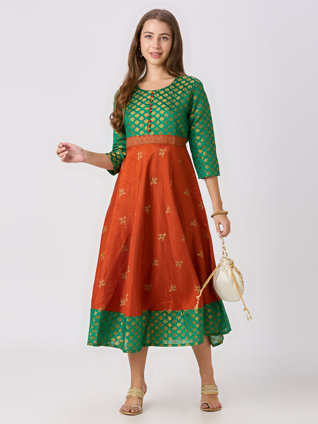 Sitayya Printed Dress - Rust