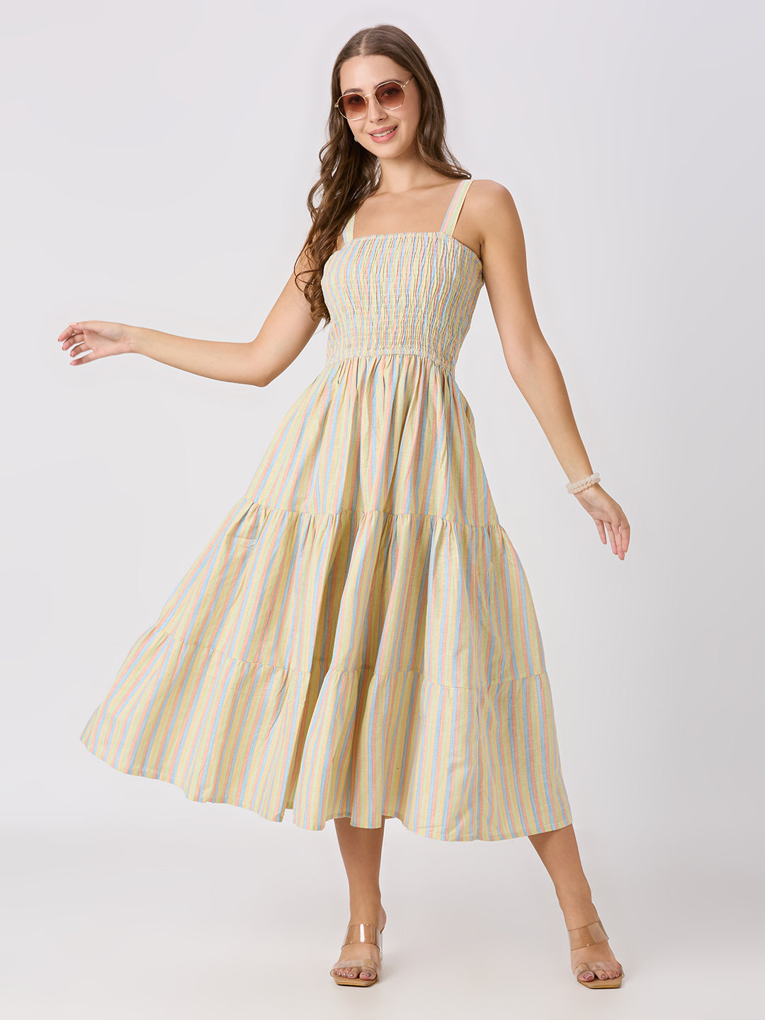Sitayya Embroidered Dress - Lemon