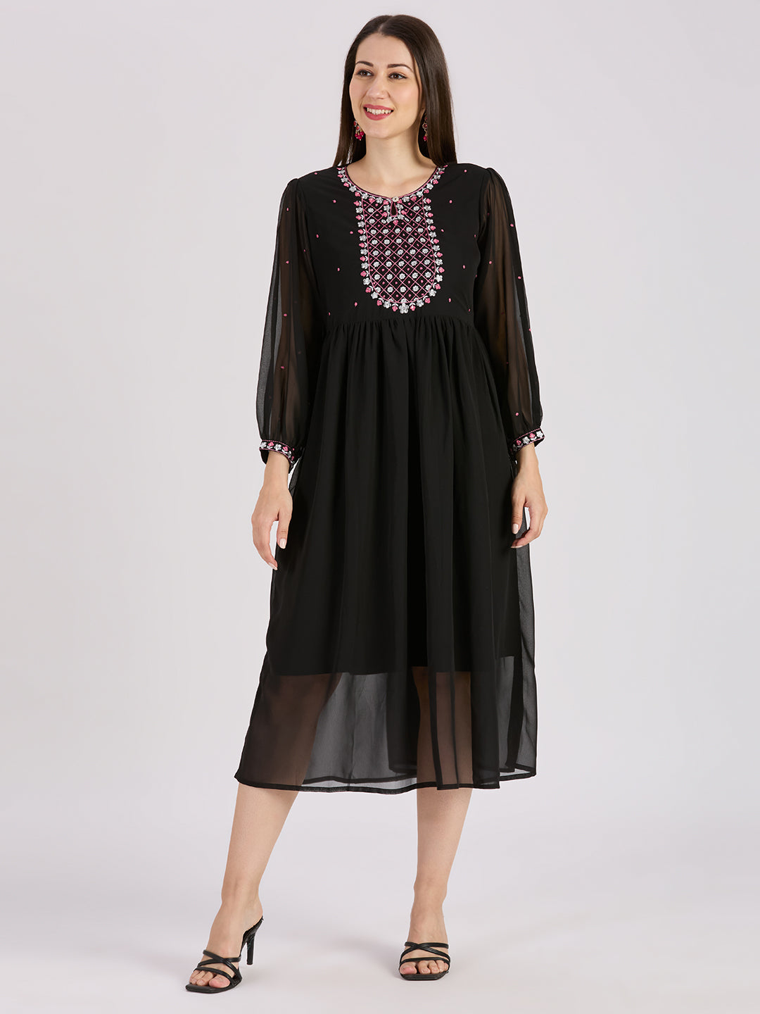 Sitayya Solid Dress - Black