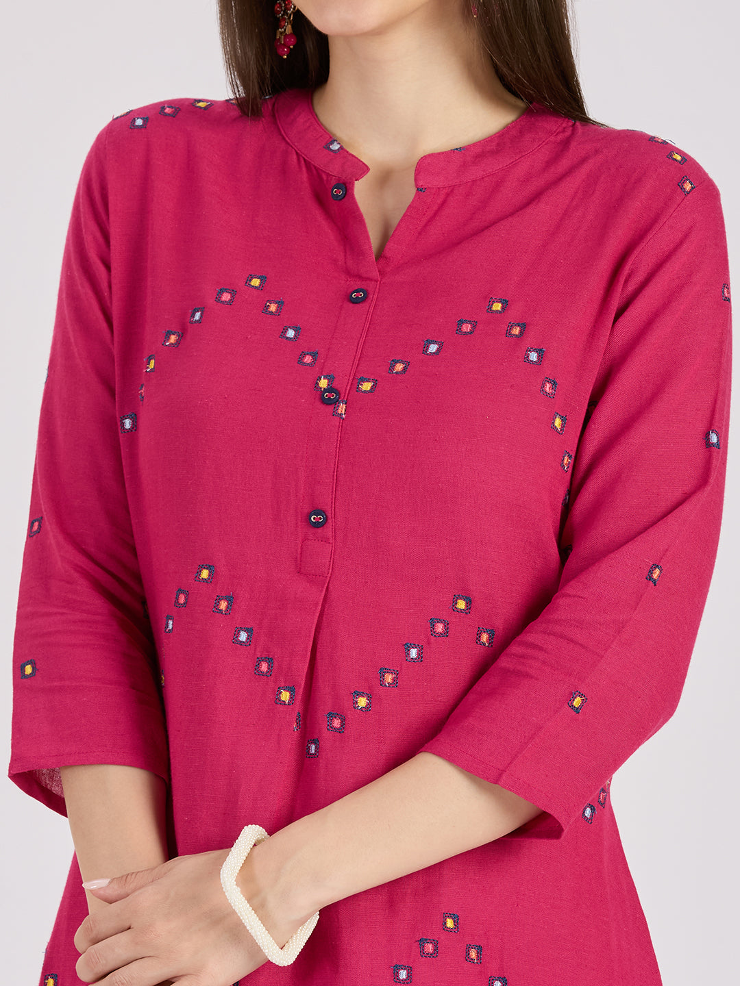 Sitayya Embroidered Kurti - Fuschia
