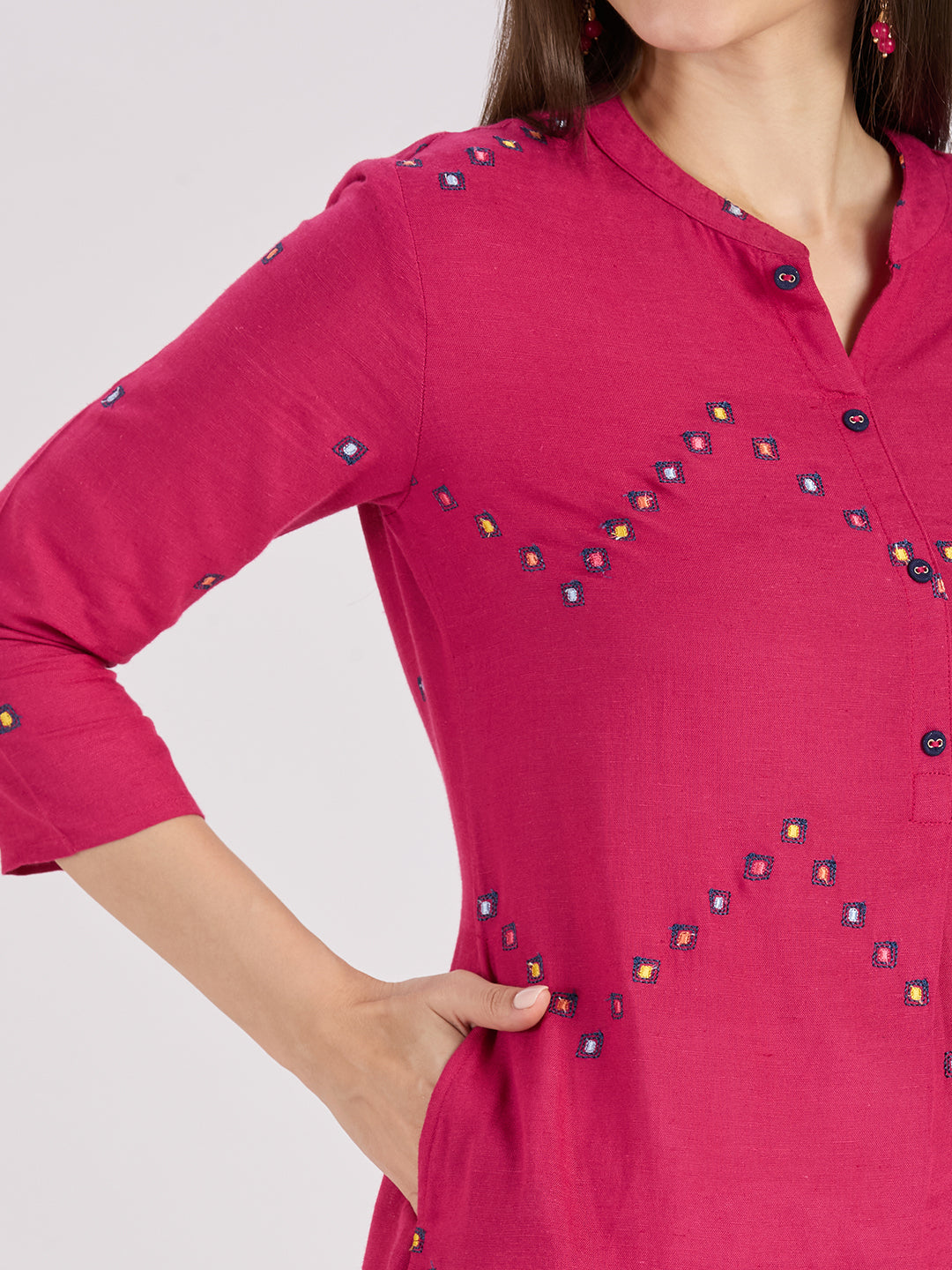 Sitayya Embroidered Kurti - Fuschia