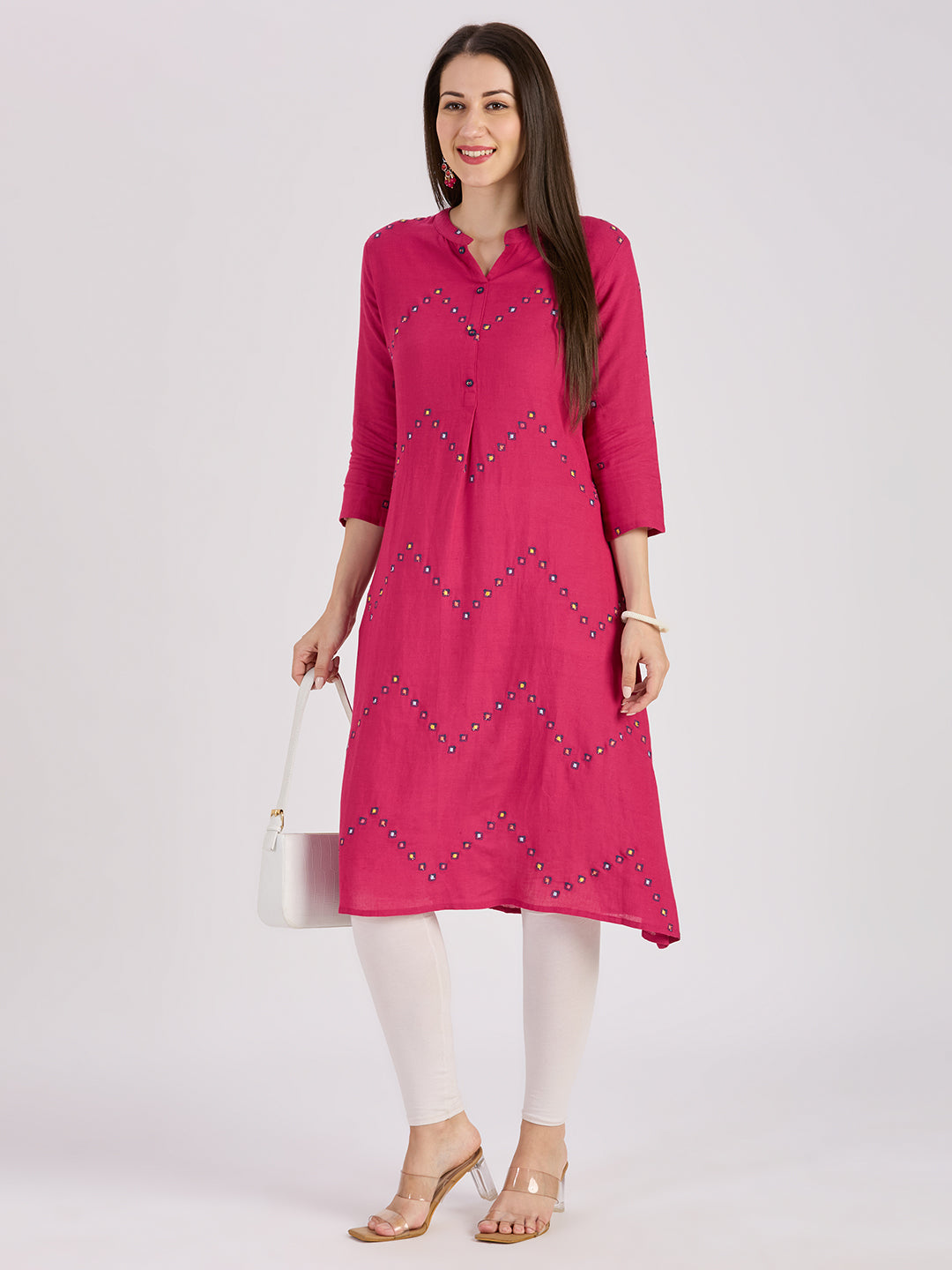 Sitayya Embroidered Kurti - Fuschia