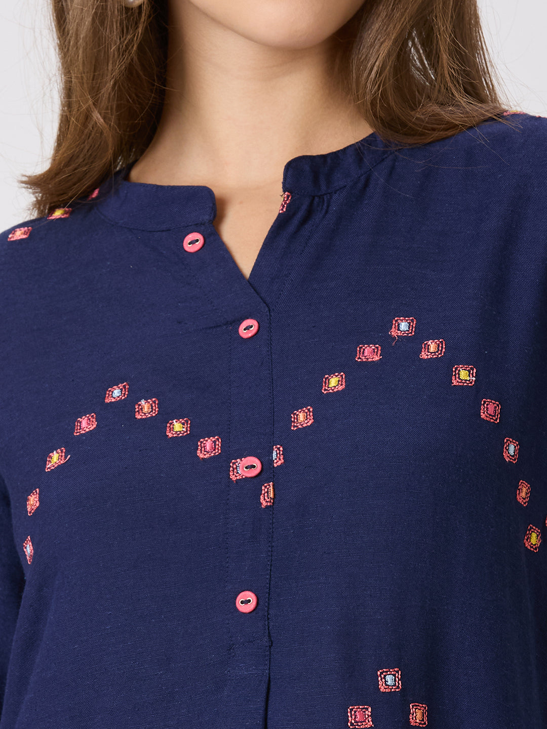 Sitayya Embroidered Kurti - Navy