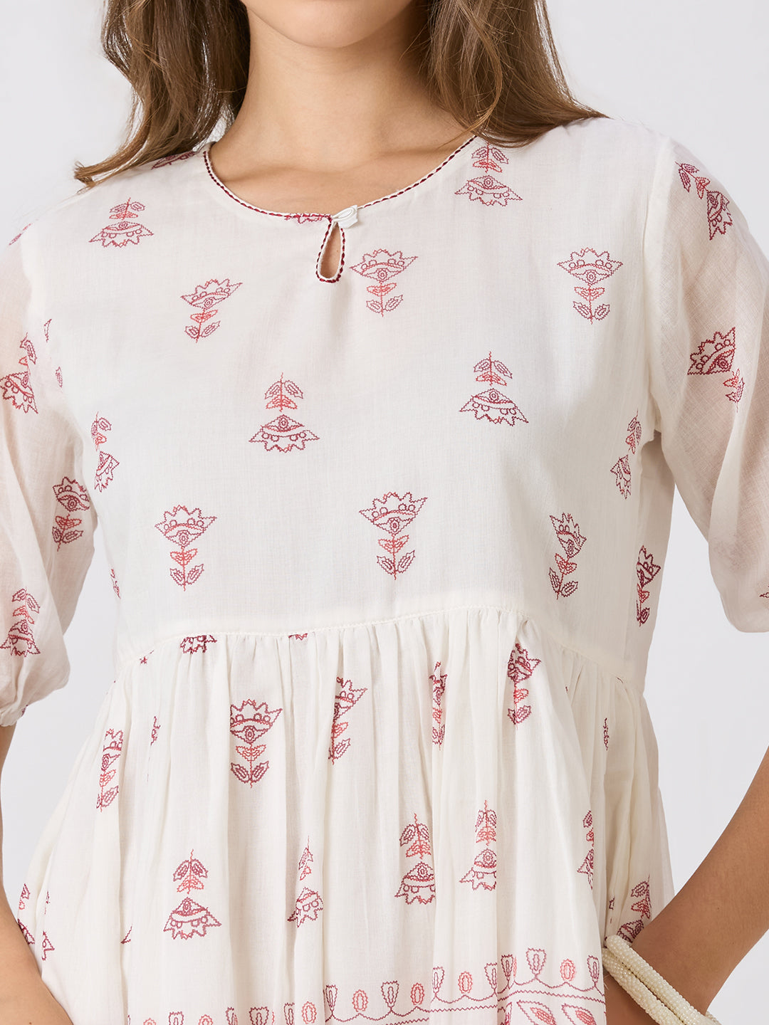 Sitayya Printed Dress - White