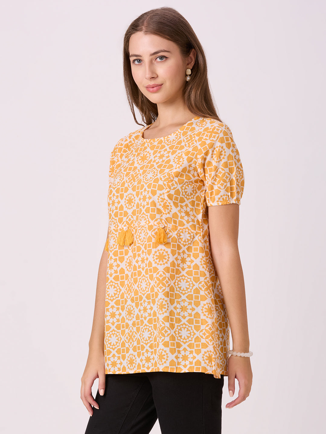 Sitayya Printed Top - Yellow
