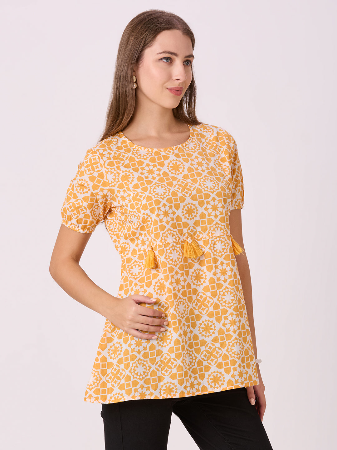 Sitayya Printed Top - Yellow