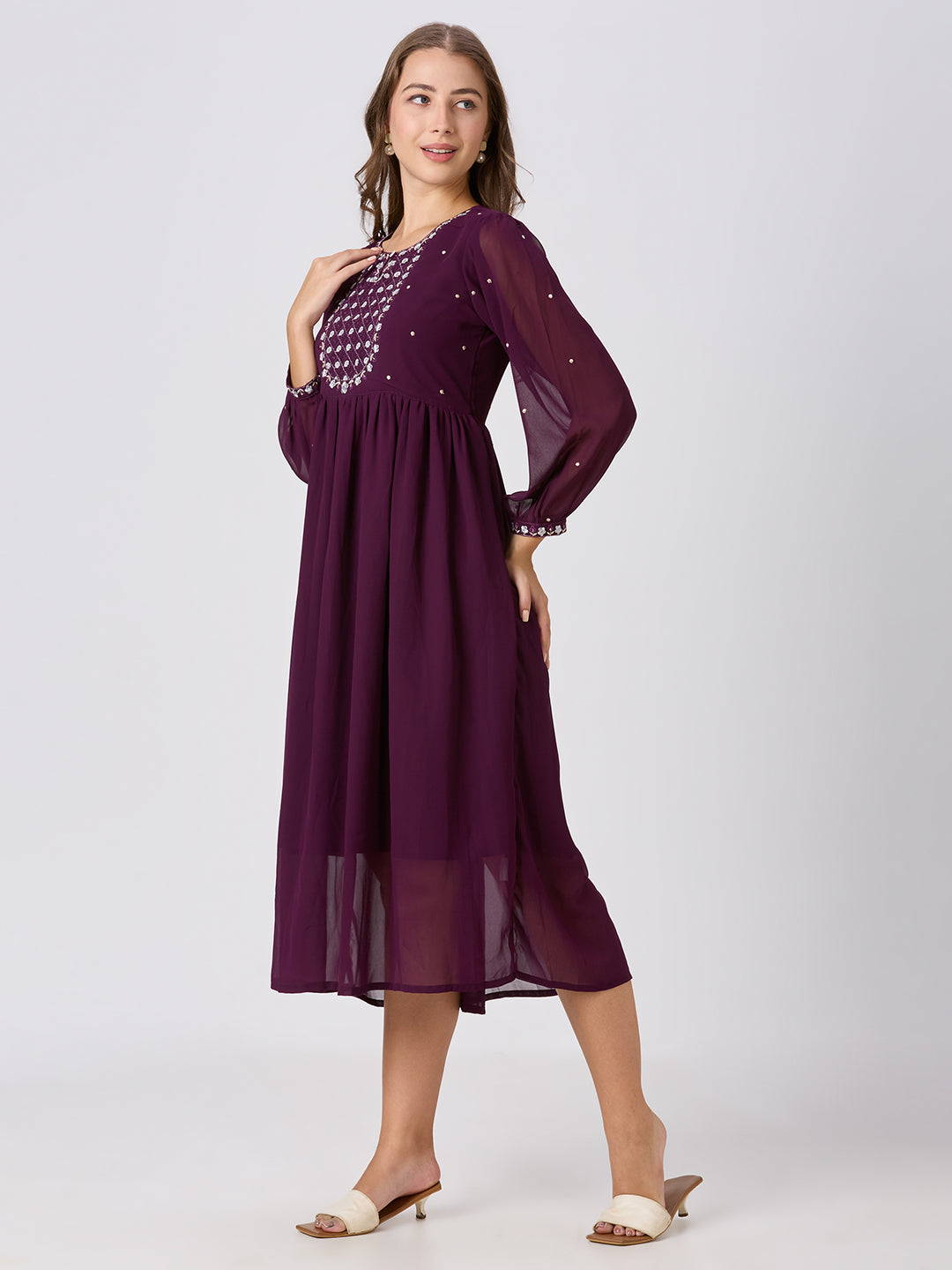 Sitayya Solid Dress - Wine