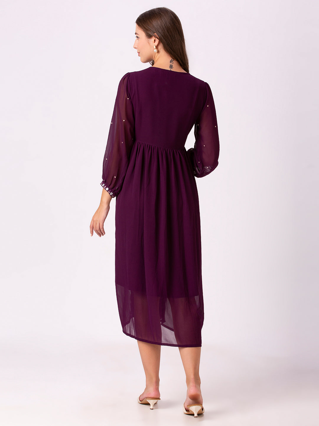 Sitayya Solid Dress - Wine