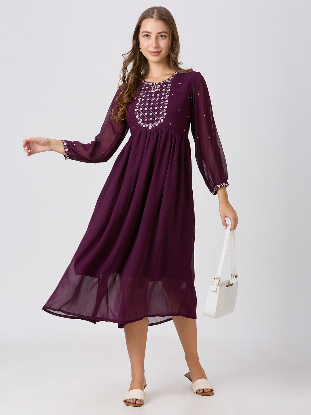 Sitayya Solid Dress - Wine