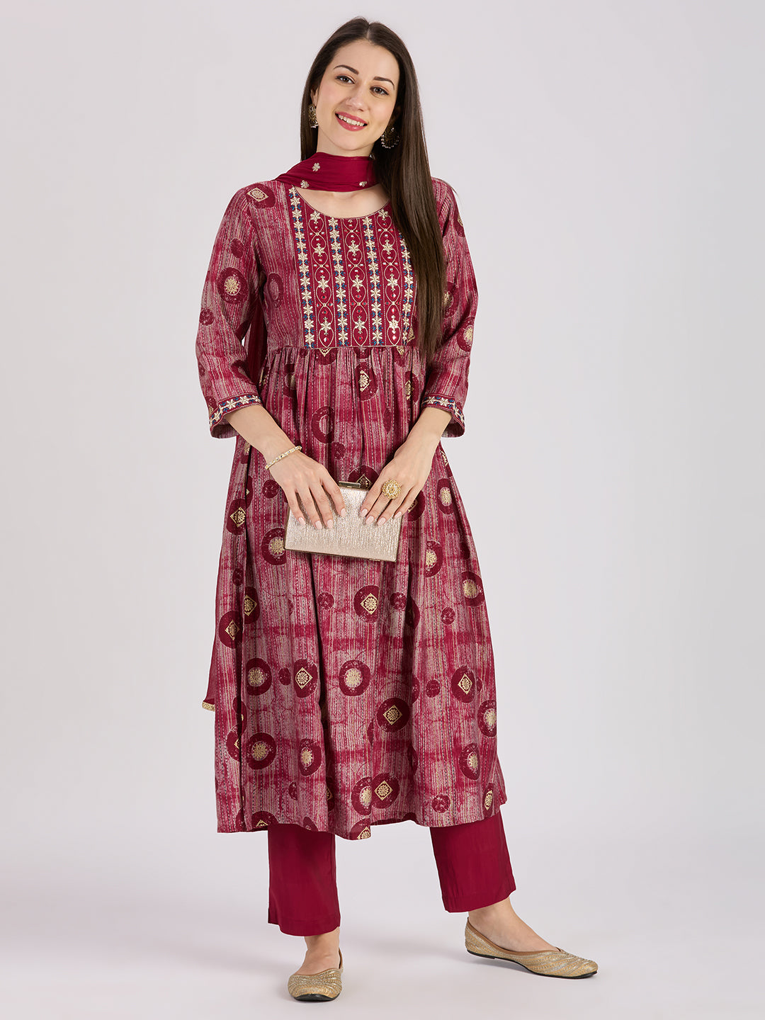 Sitayya Printed Set - Maroon