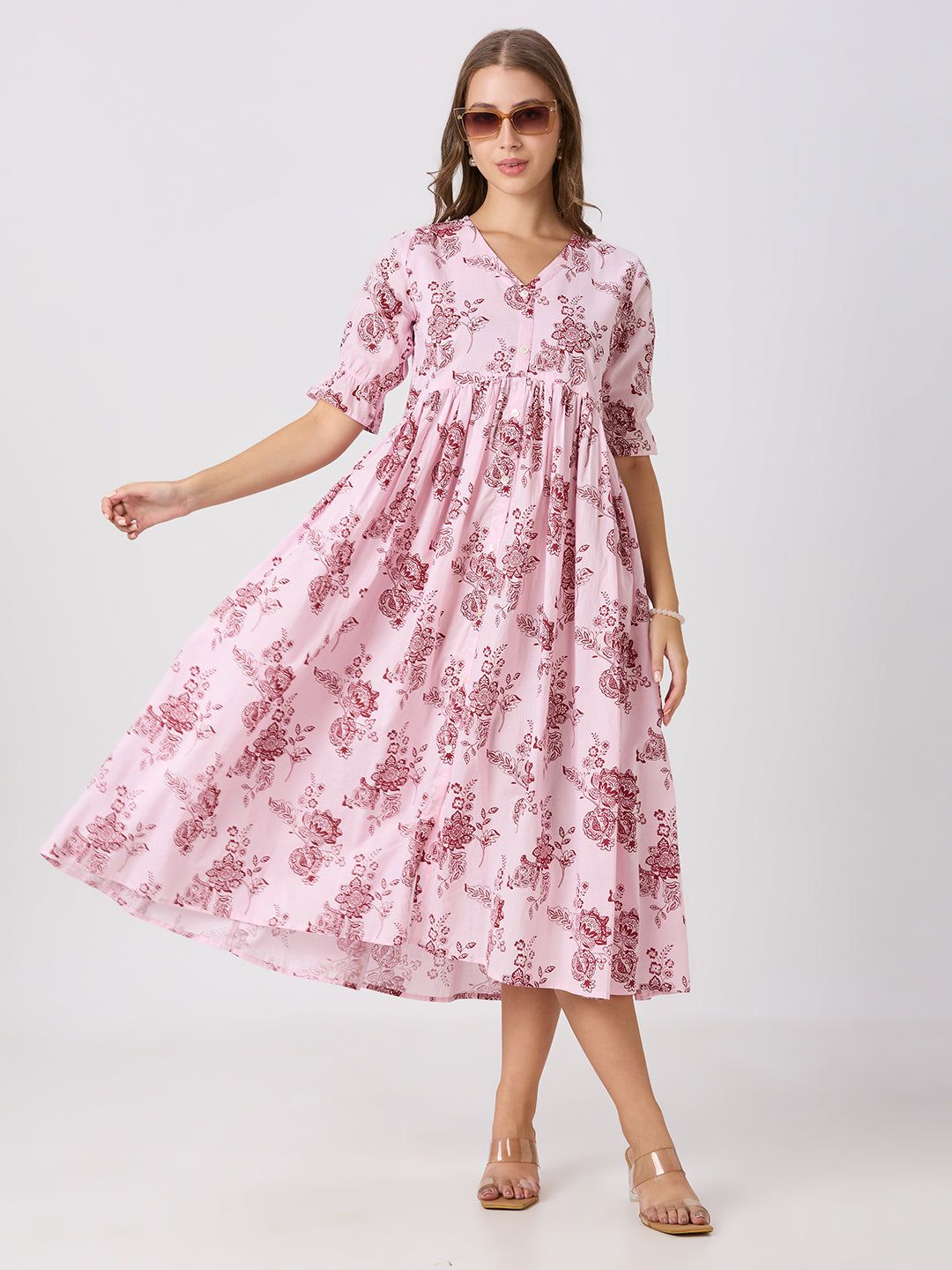 Sitayya Printed Dress - Maroon