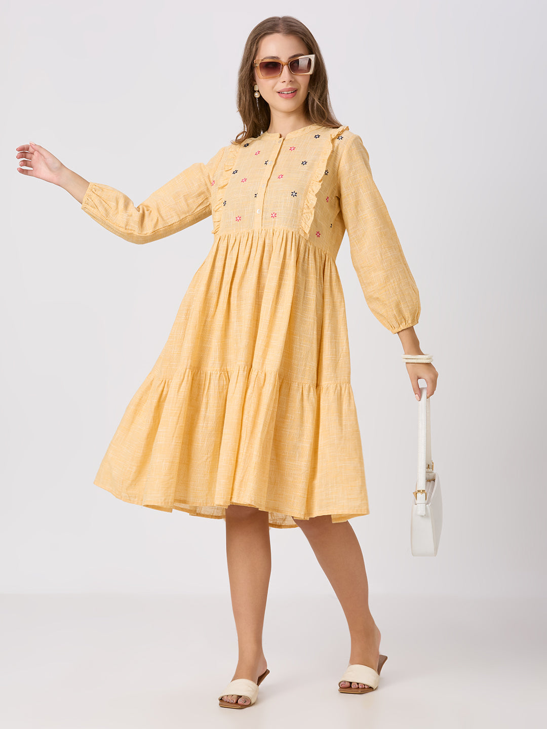 Sitayya Solid Dress - Yellow