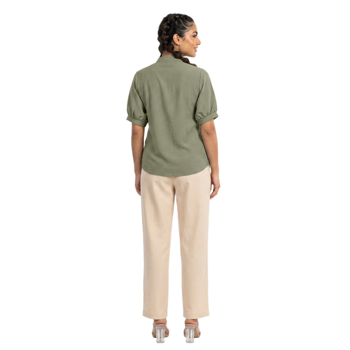 SITAYYA Women's Solid V-Neck Straight Fit Top | Half Sleeve Poly Cotton Casual Top | 22 Inch Length | Day Wear
