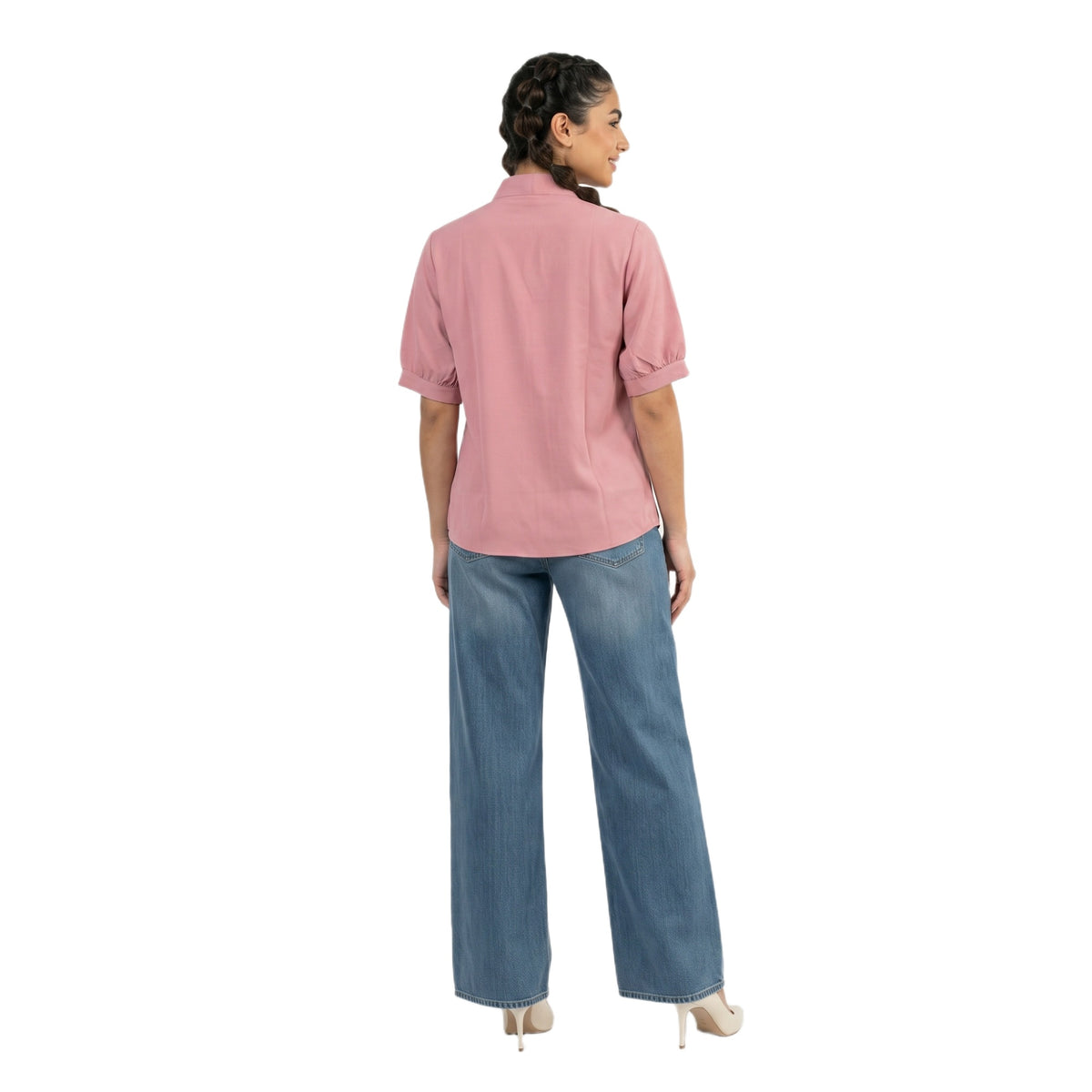 SITAYYA Women's Solid V-Neck Straight Fit Top | Half Sleeve Poly Cotton Casual Top | 22 Inch Length | Day Wear