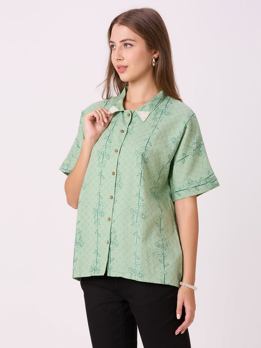 Sitayya Printed Top - Pista Green