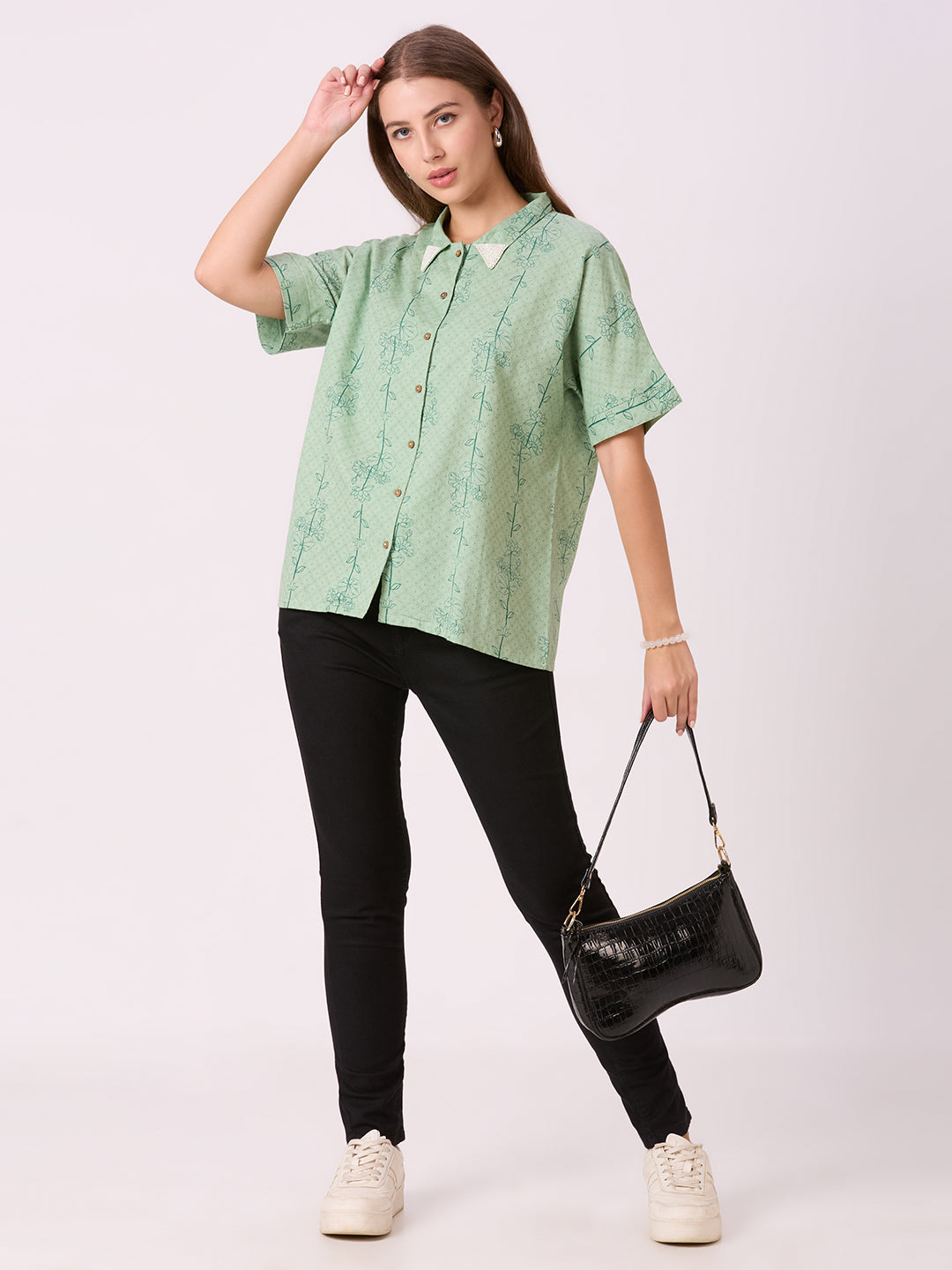 Sitayya Printed Top - Pista Green