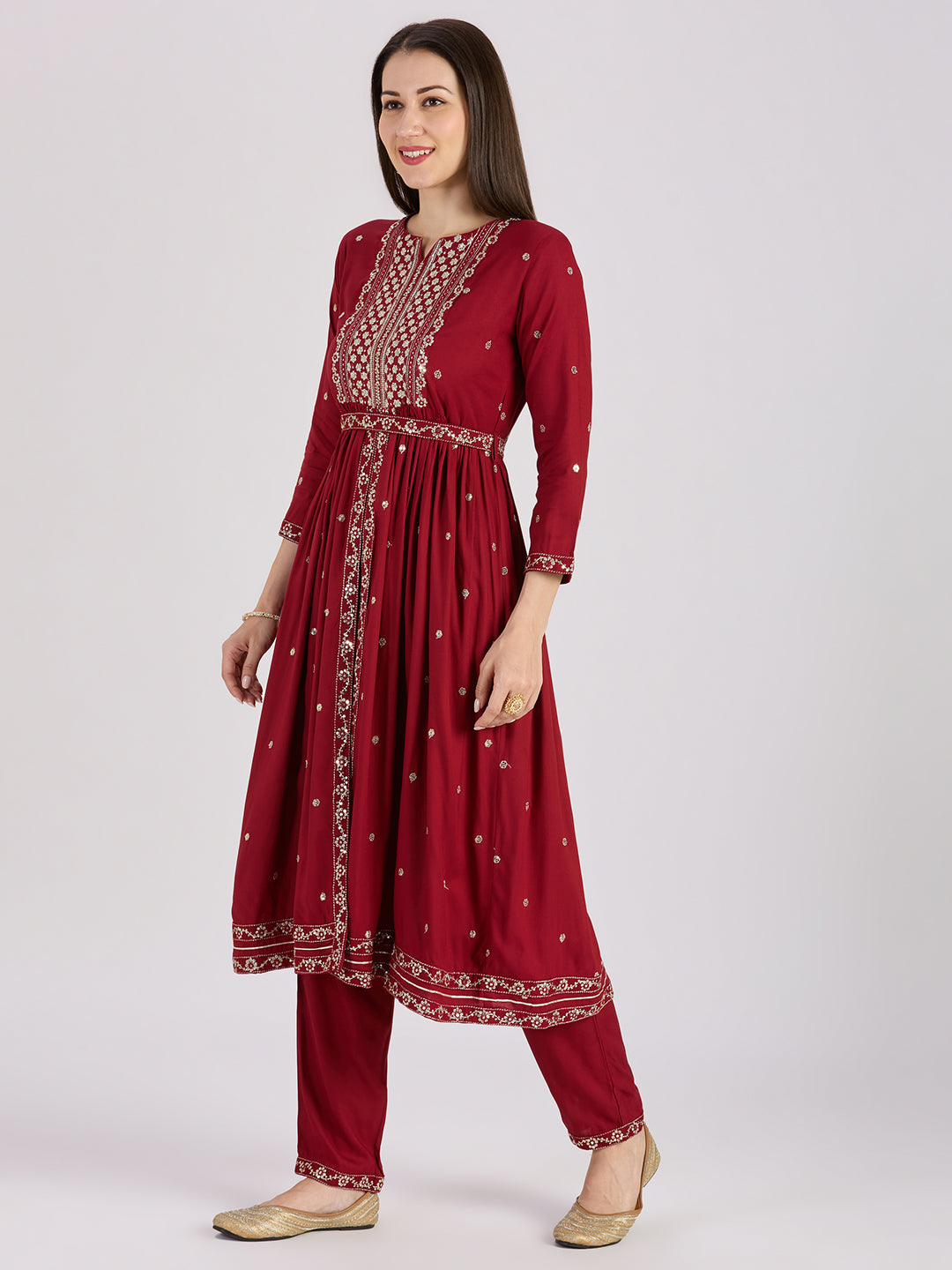 Sitayya Printed Set - Maroon