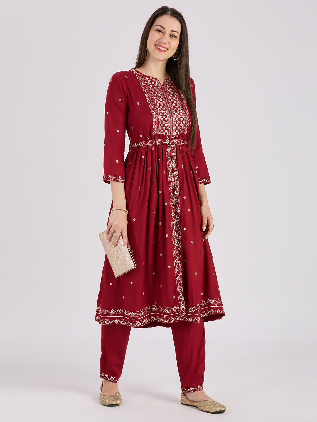 Sitayya Printed Set - Maroon