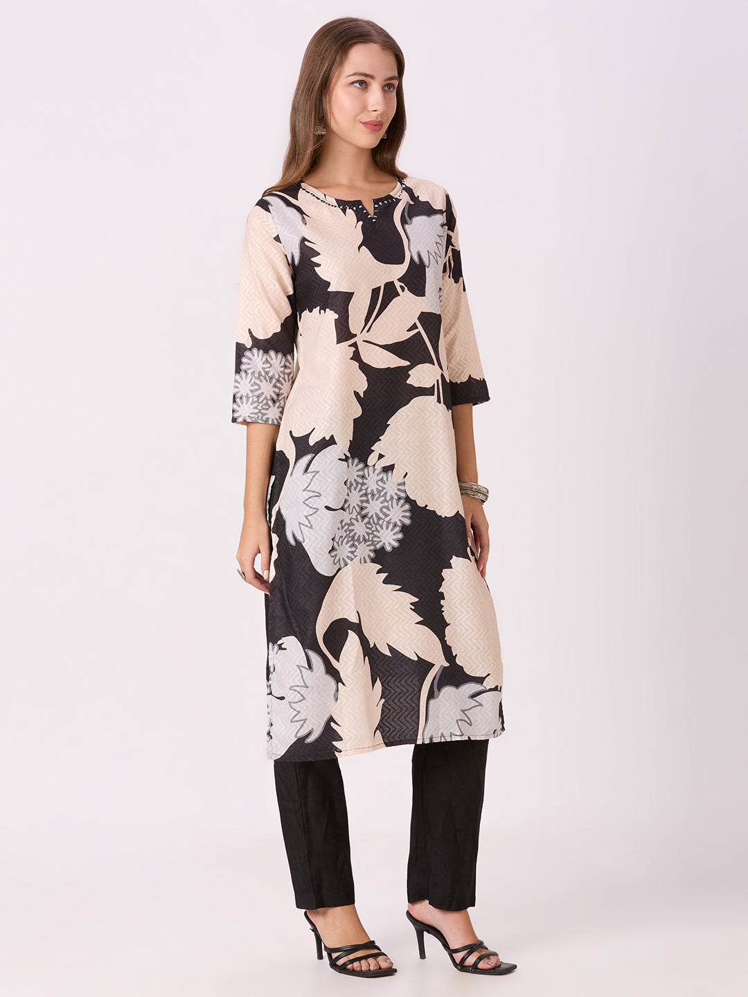 Sitayya Printed Kurti - Black