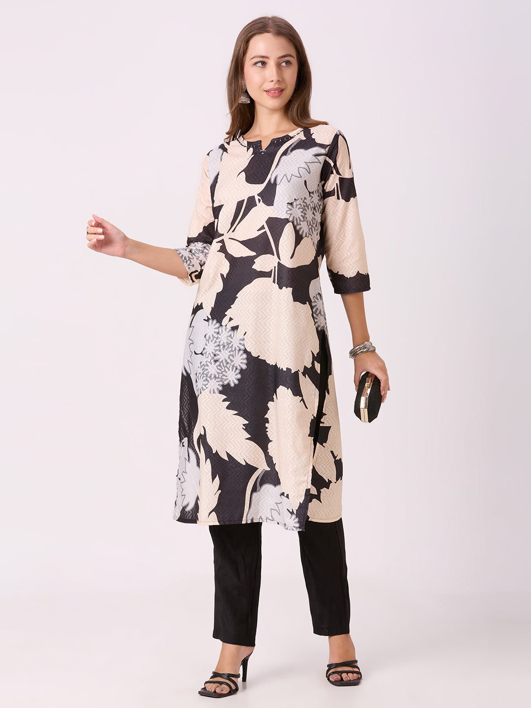 Sitayya Printed Kurti - Black