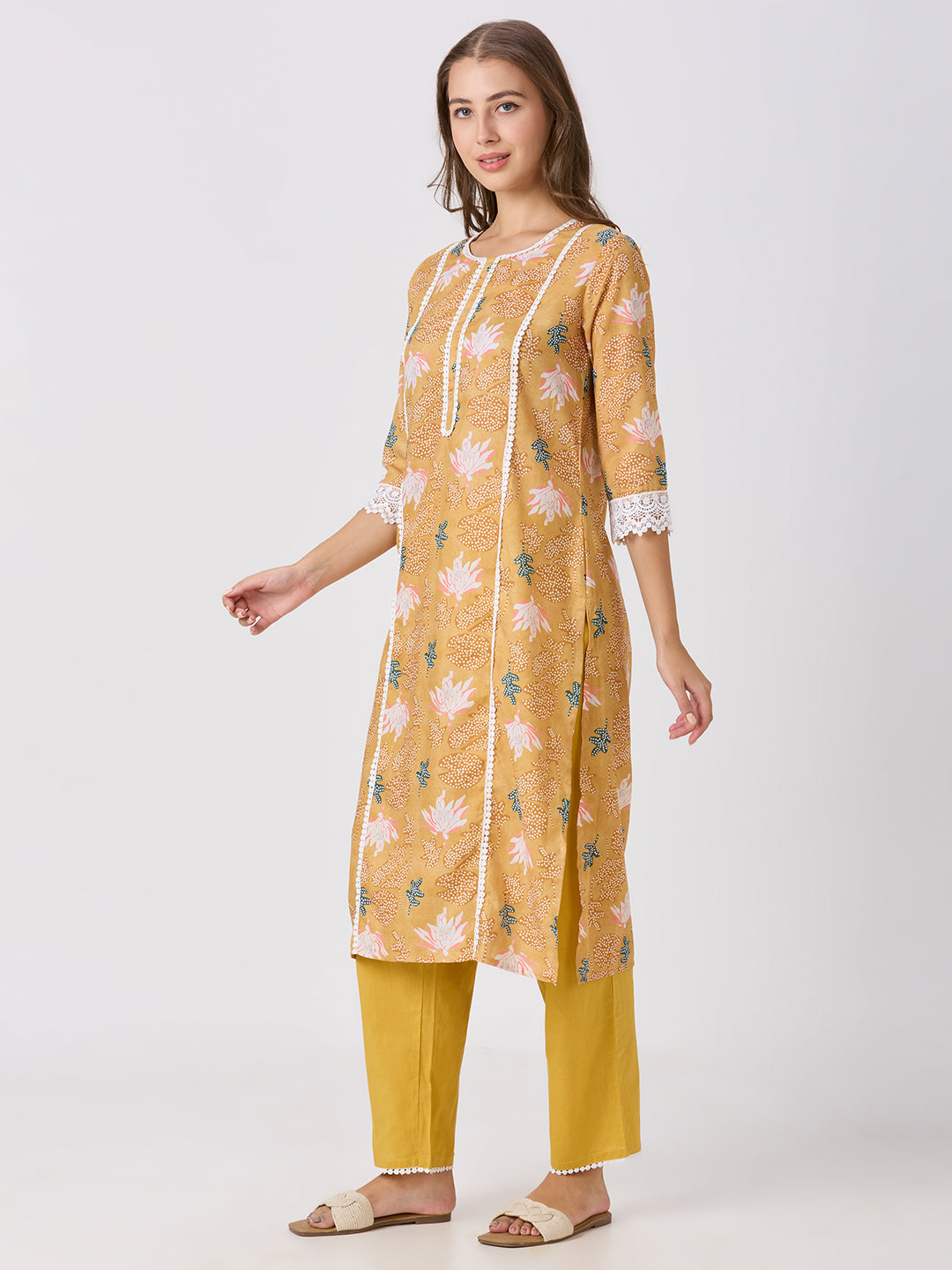 Sitayya Printed Set - Mustard