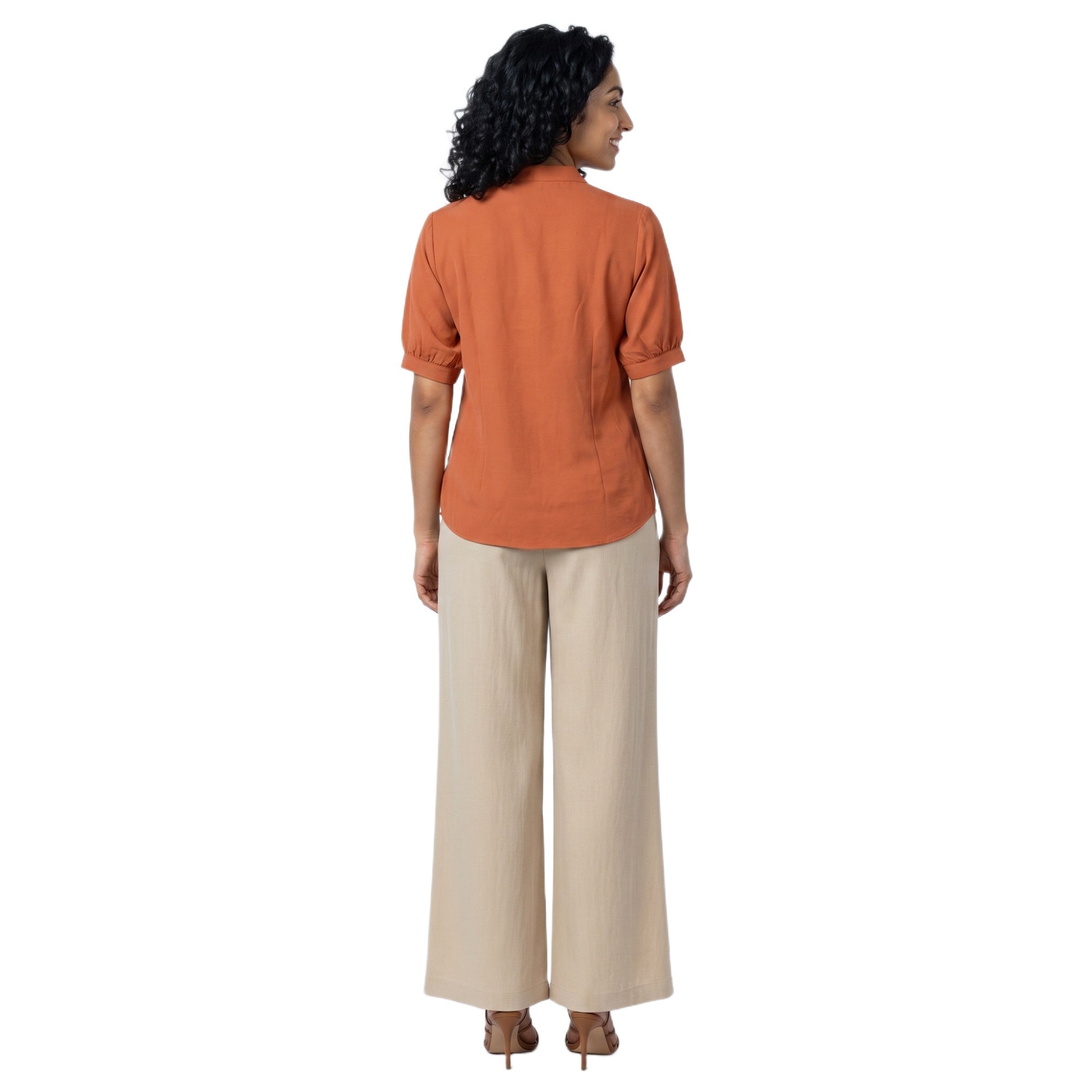 SITAYYA Women's Solid V-Neck Straight Fit Top | Half Sleeve Poly Cotton Casual Top