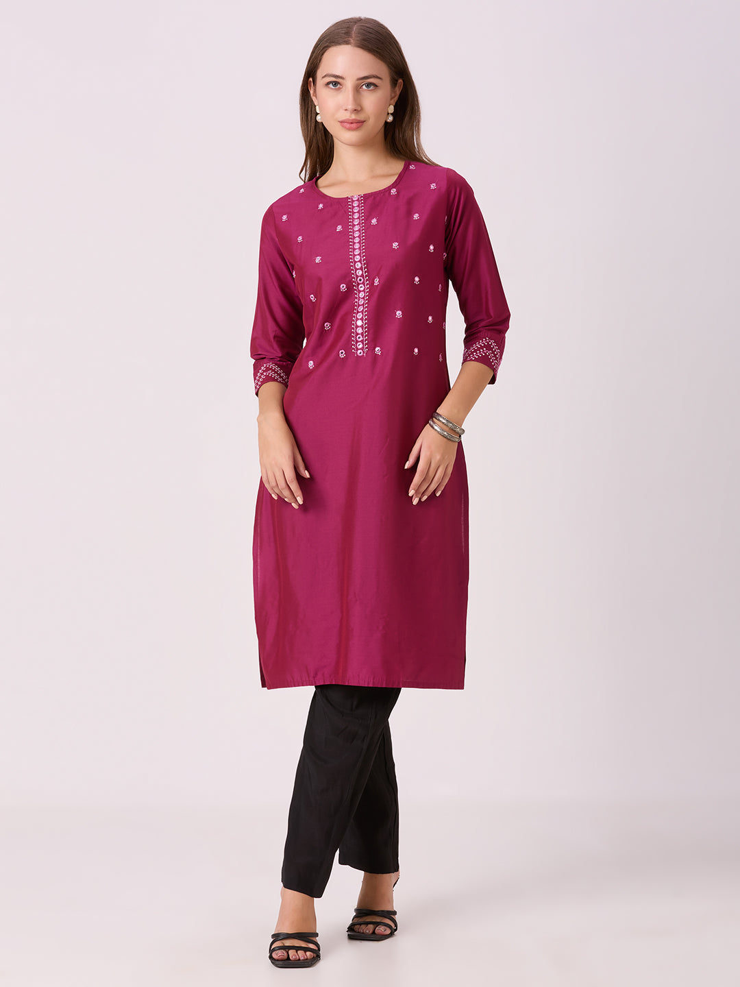 Sitayya Solid Kurti - Maroon