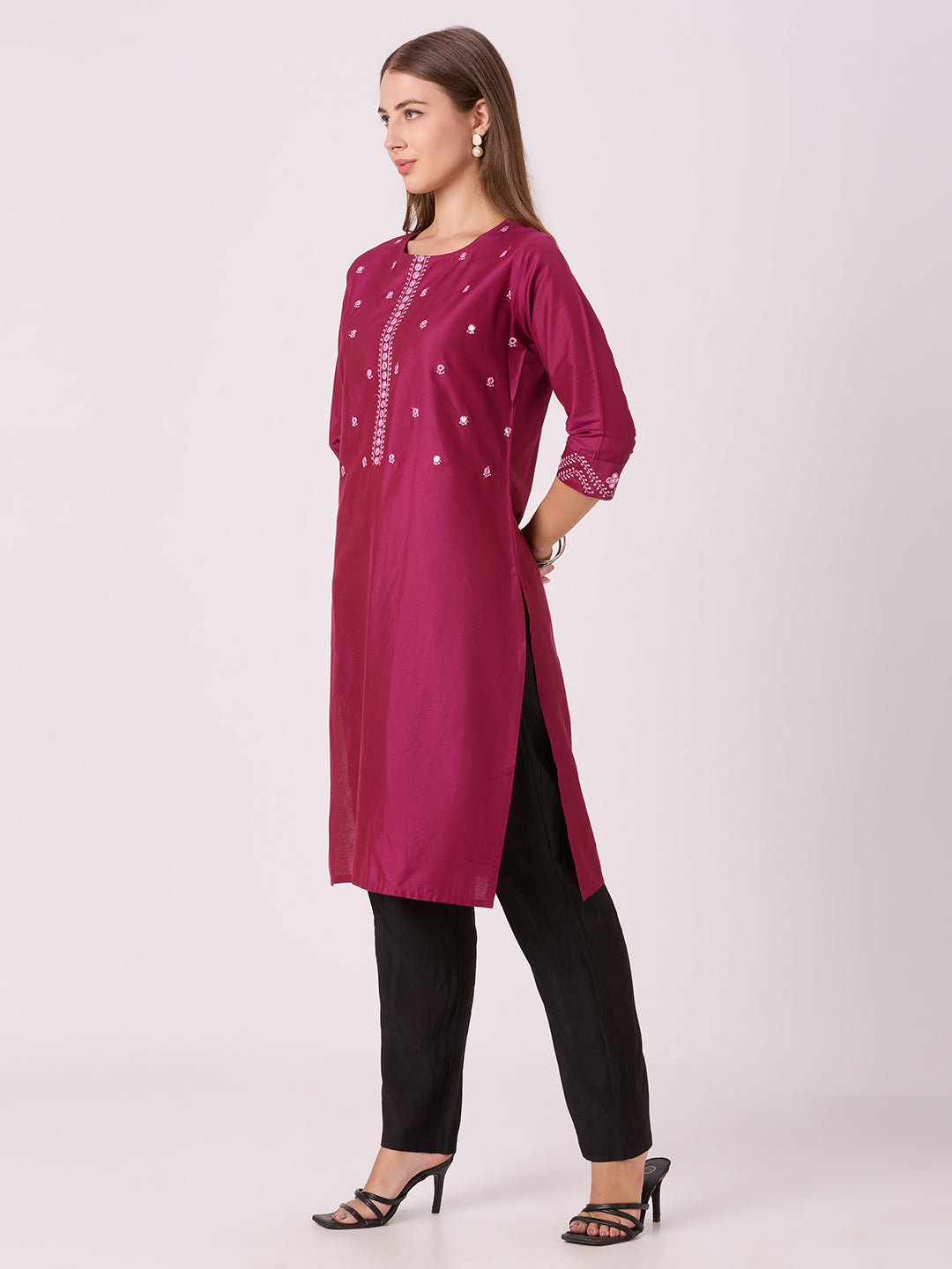 Sitayya Solid Kurti - Maroon
