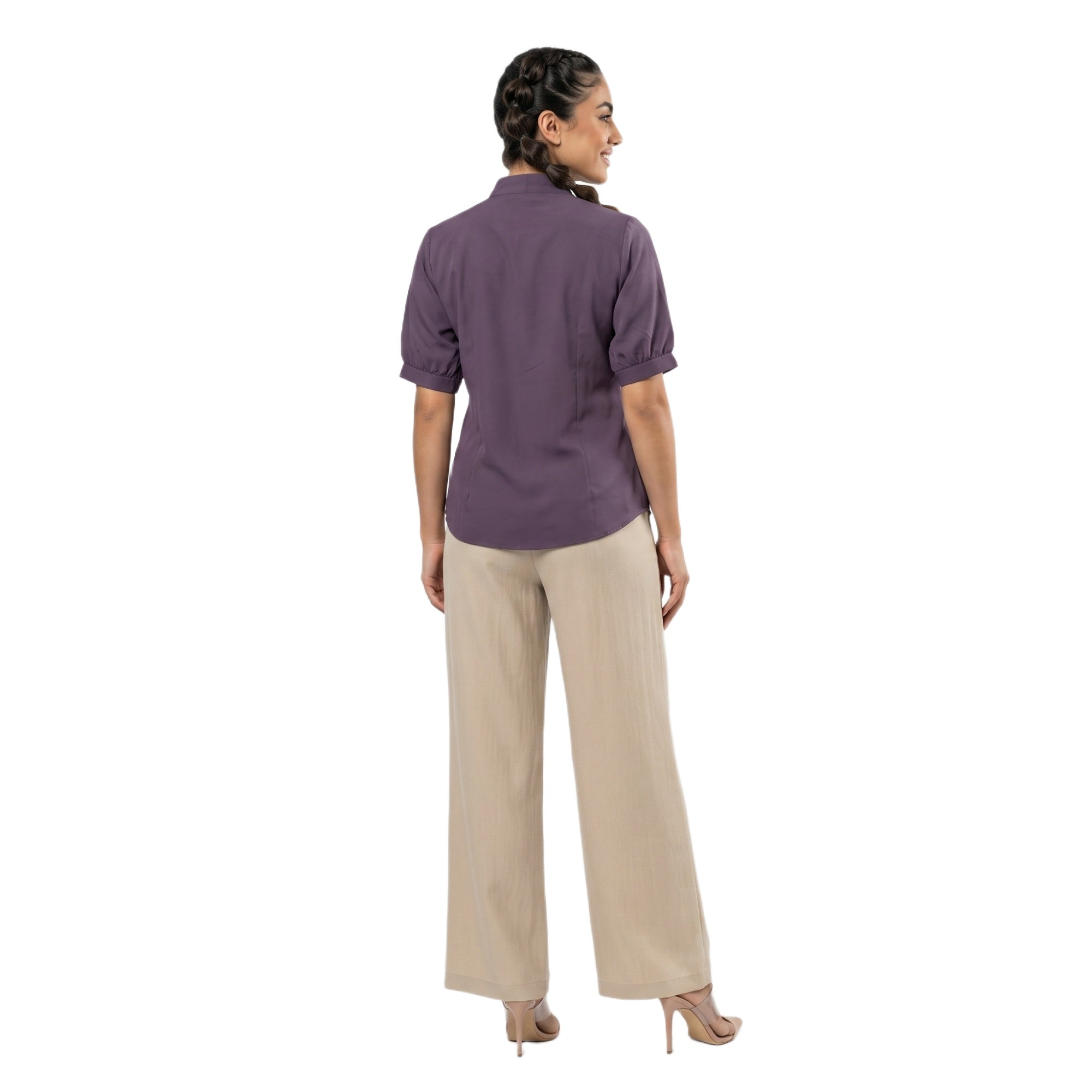 SITAYYA Women's Solid V-Neck Straight Fit Top | Half Sleeve Poly Cotton Casual Top