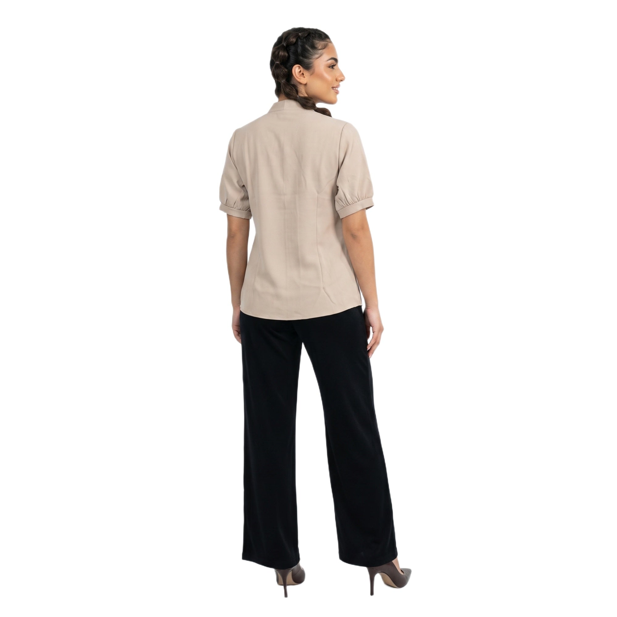 SITAYYA Women's Solid V-Neck Straight Fit Top | Half Sleeve Poly Cotton Casual Top | 22 Inch Length | Day Wear