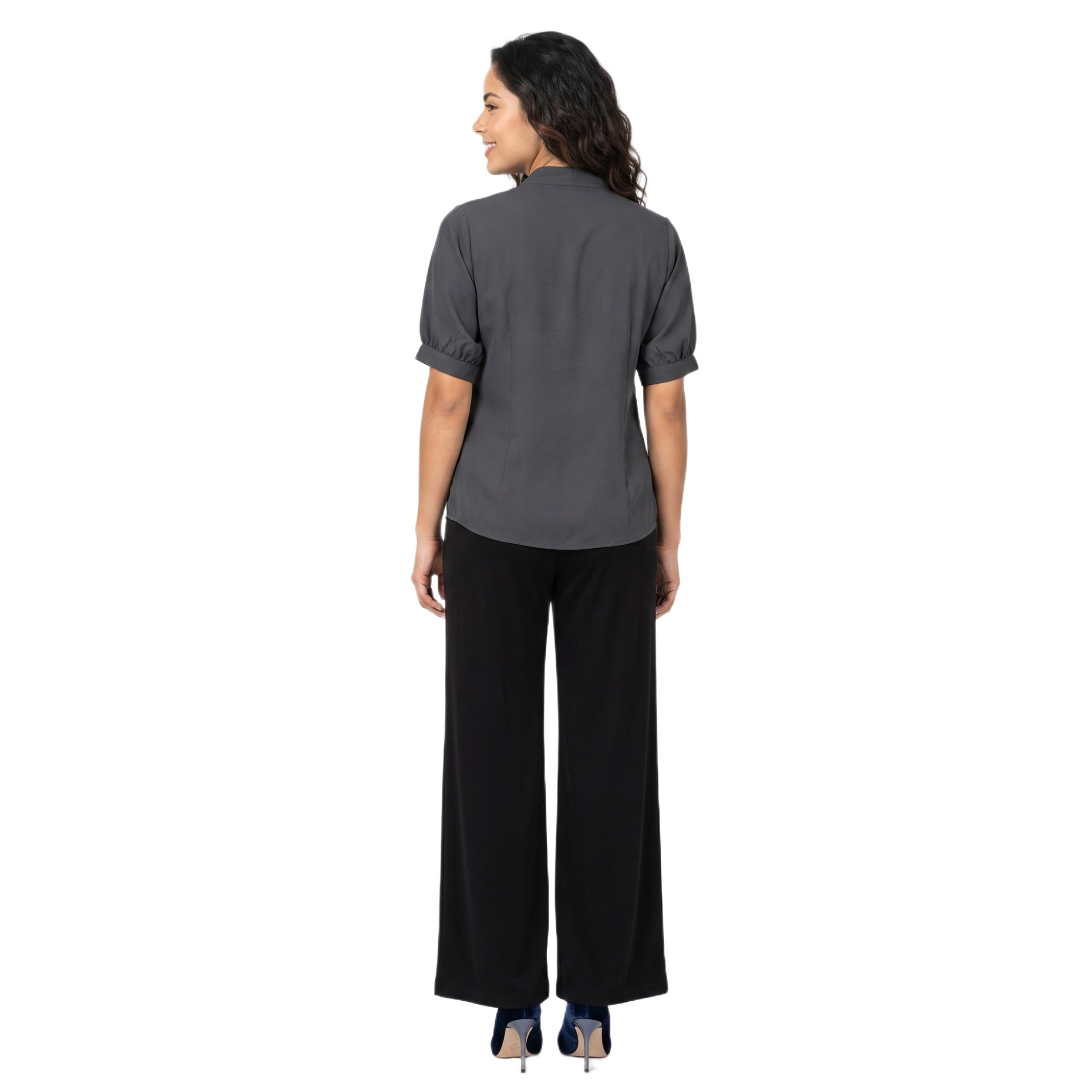 SITAYYA Women's Solid V-Neck Straight Fit Top | Half Sleeve Poly Cotton Casual Top
