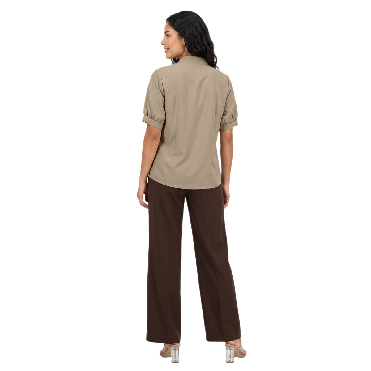 SITAYYA Women's Solid V-Neck Straight Fit Top | Half Sleeve Poly Cotton Casual Top | 22 Inch Length | Day Wear