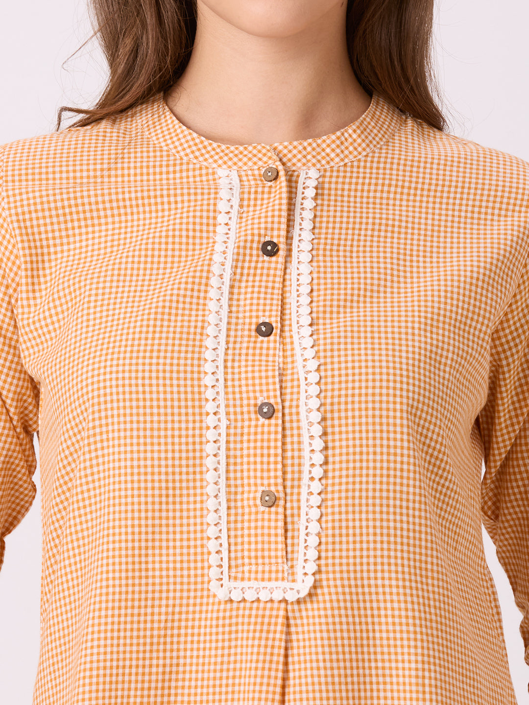 Sitayya Ginsham Checks Kurti - Mustard