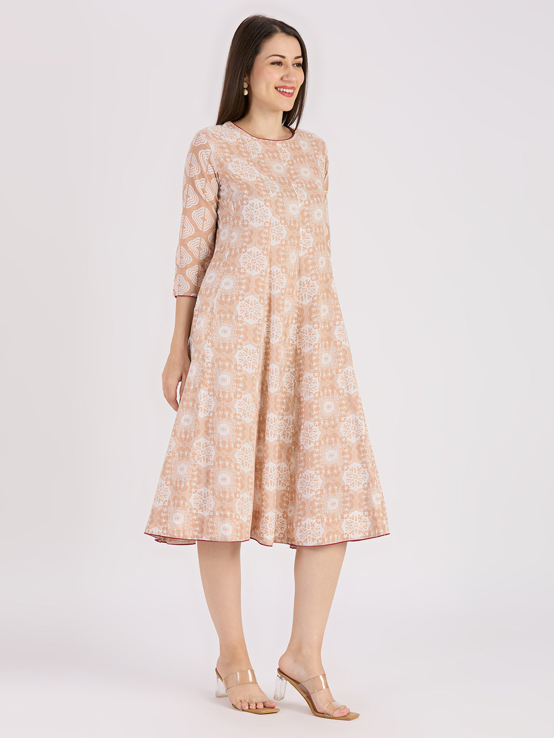 Sitayya Printed Dress - Peach