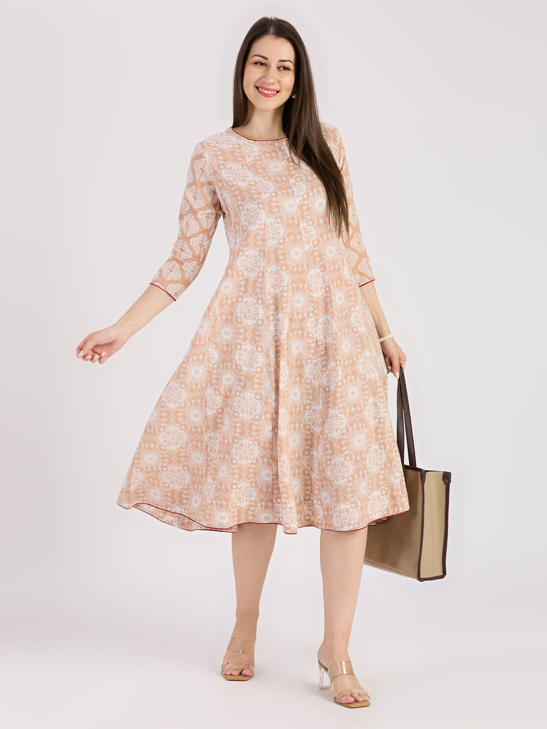 Sitayya Printed Dress - Peach