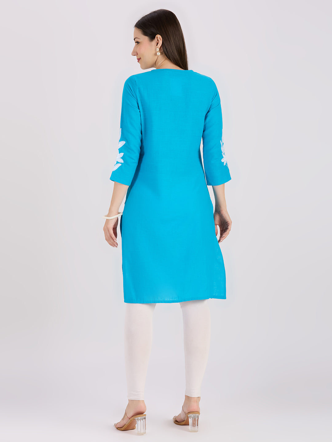 Sitayya Solid Kurti - Turquoise