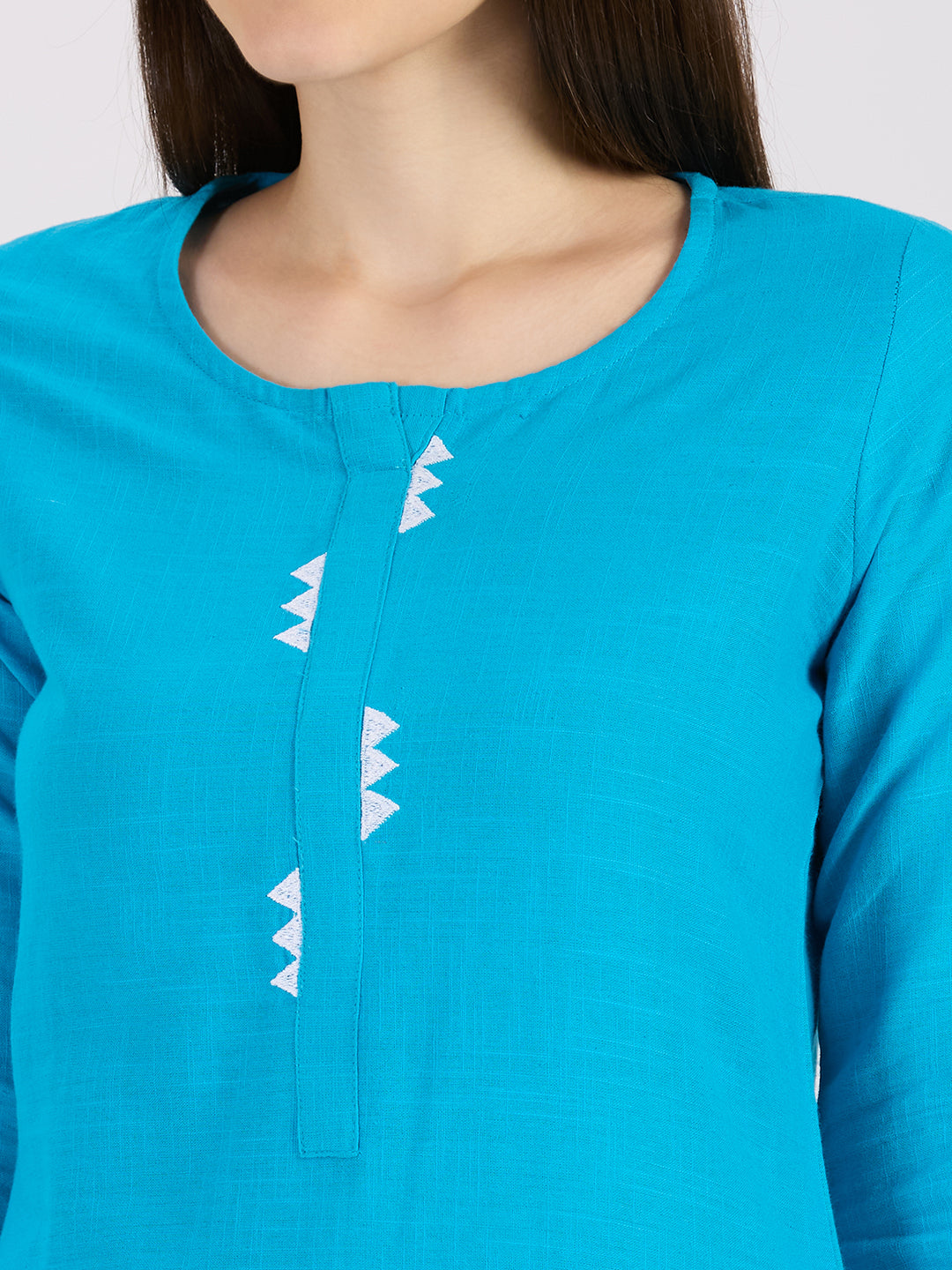 Sitayya Solid Kurti - Turquoise