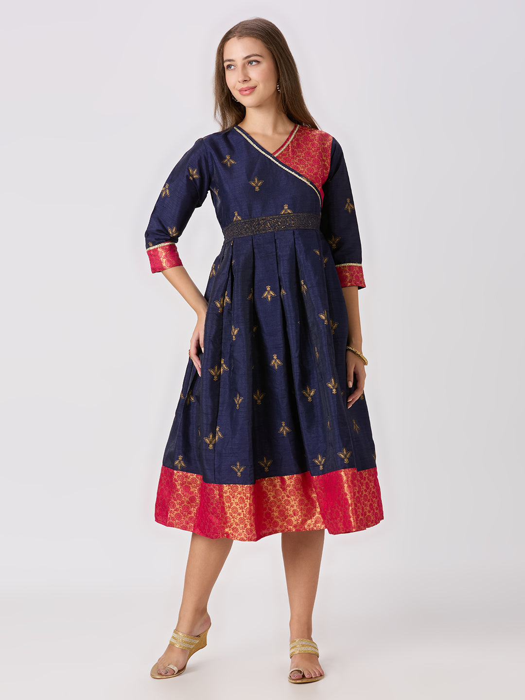 Sitayya Printed Dress - Navy