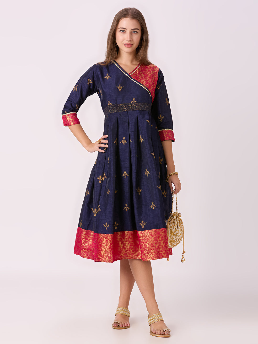 Sitayya Printed Dress - Navy