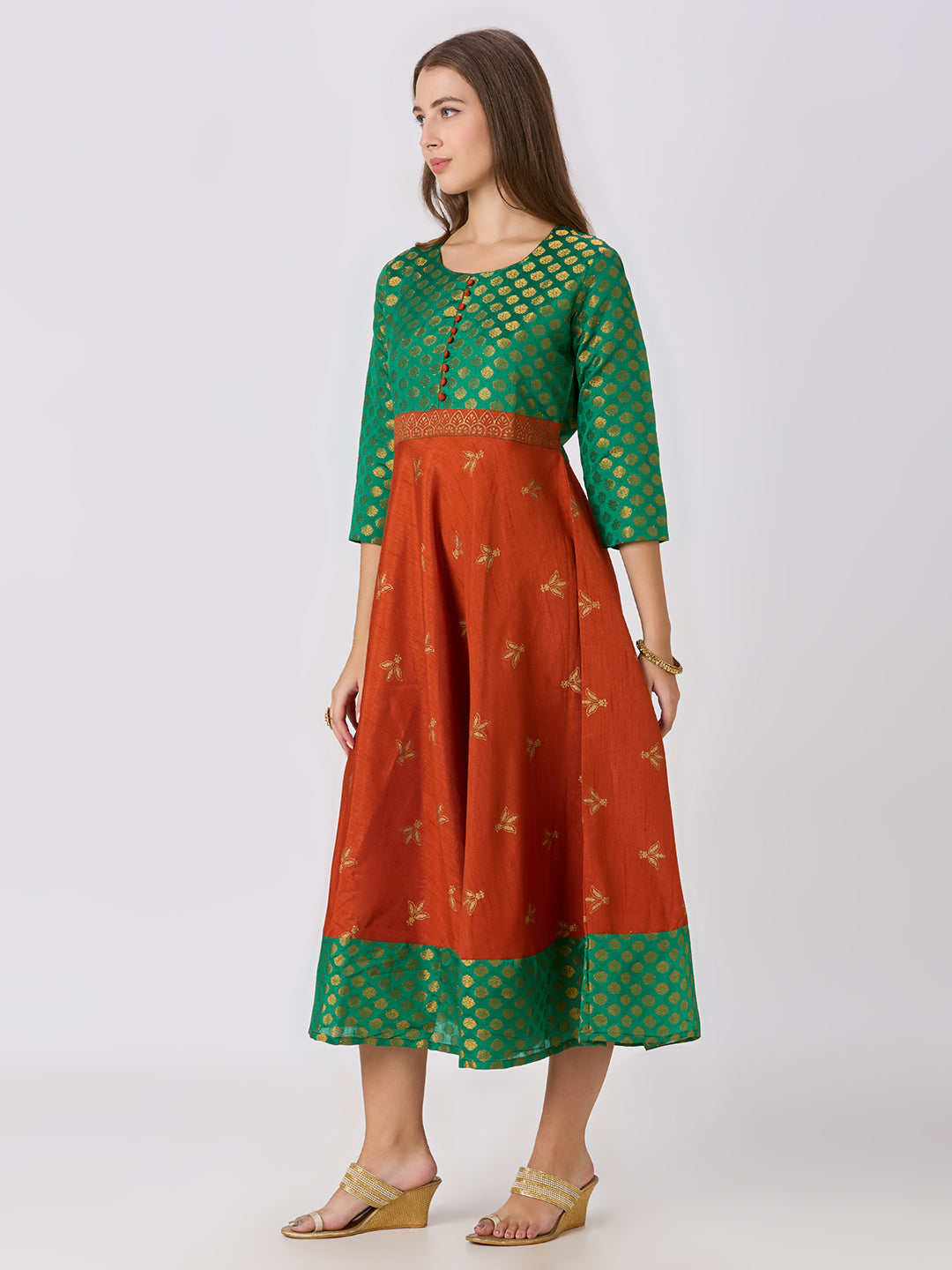 Sitayya Printed Dress - Rust