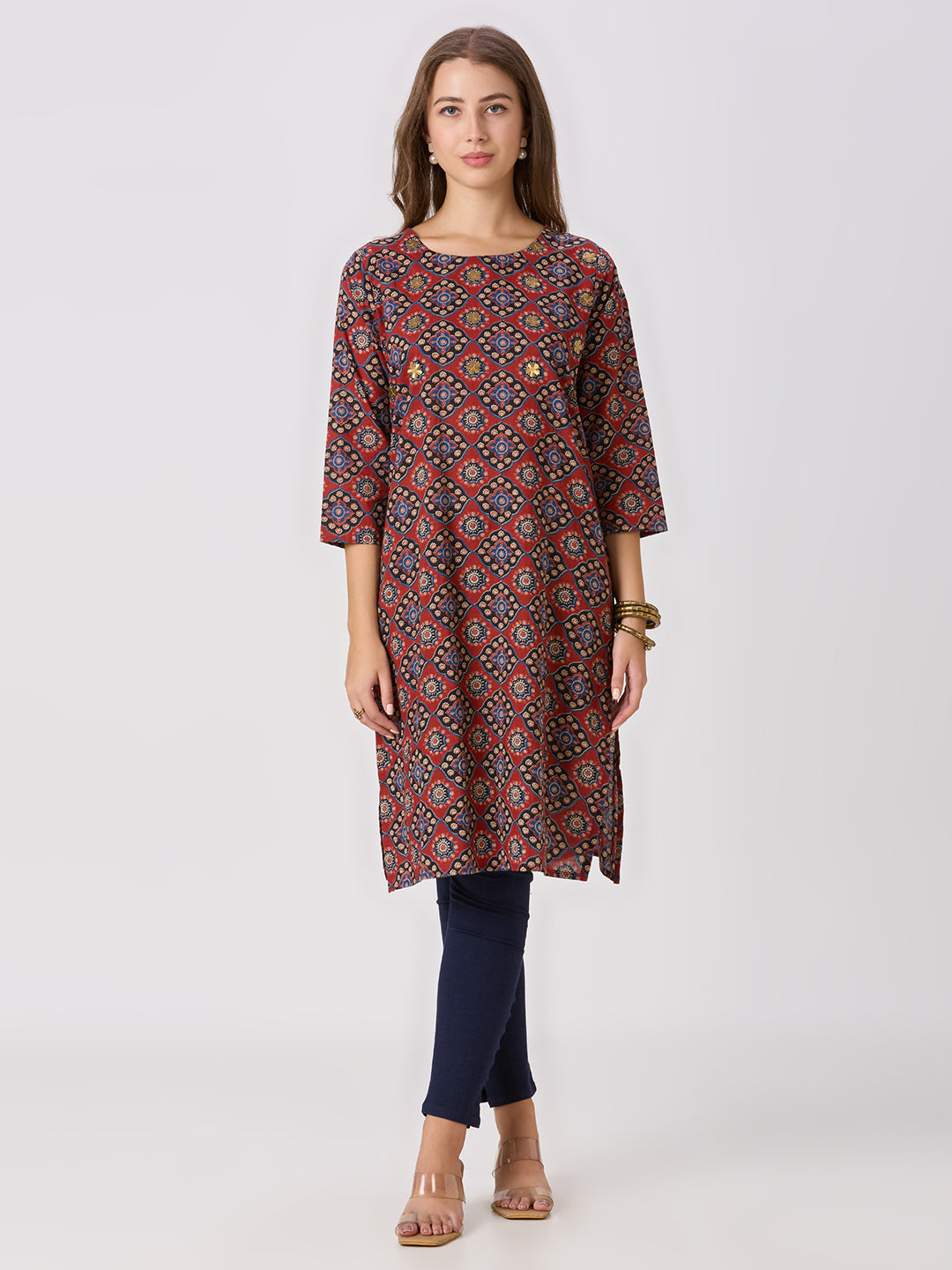 Sitayya Printed Kurta - Maroon
