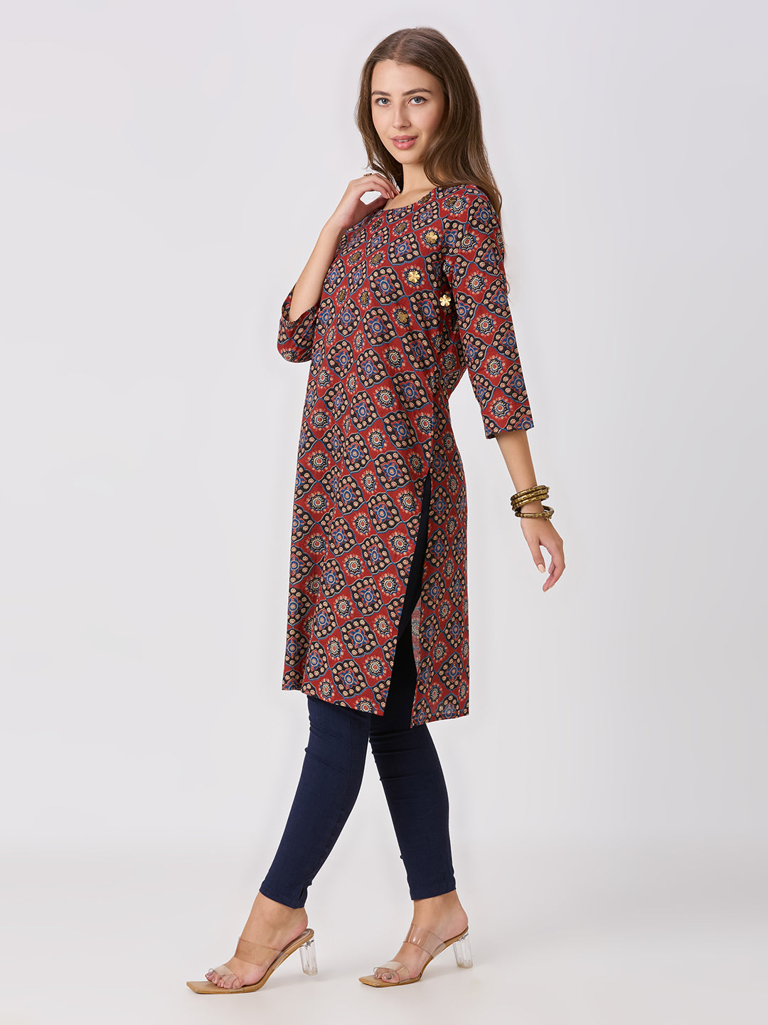 Sitayya Printed Kurta - Maroon