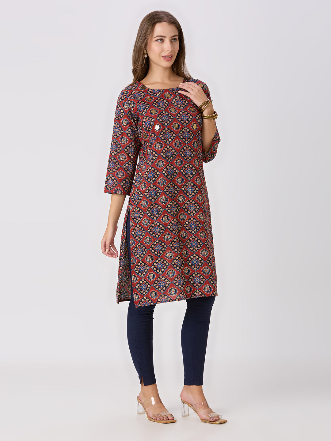 Sitayya Printed Kurta - Maroon