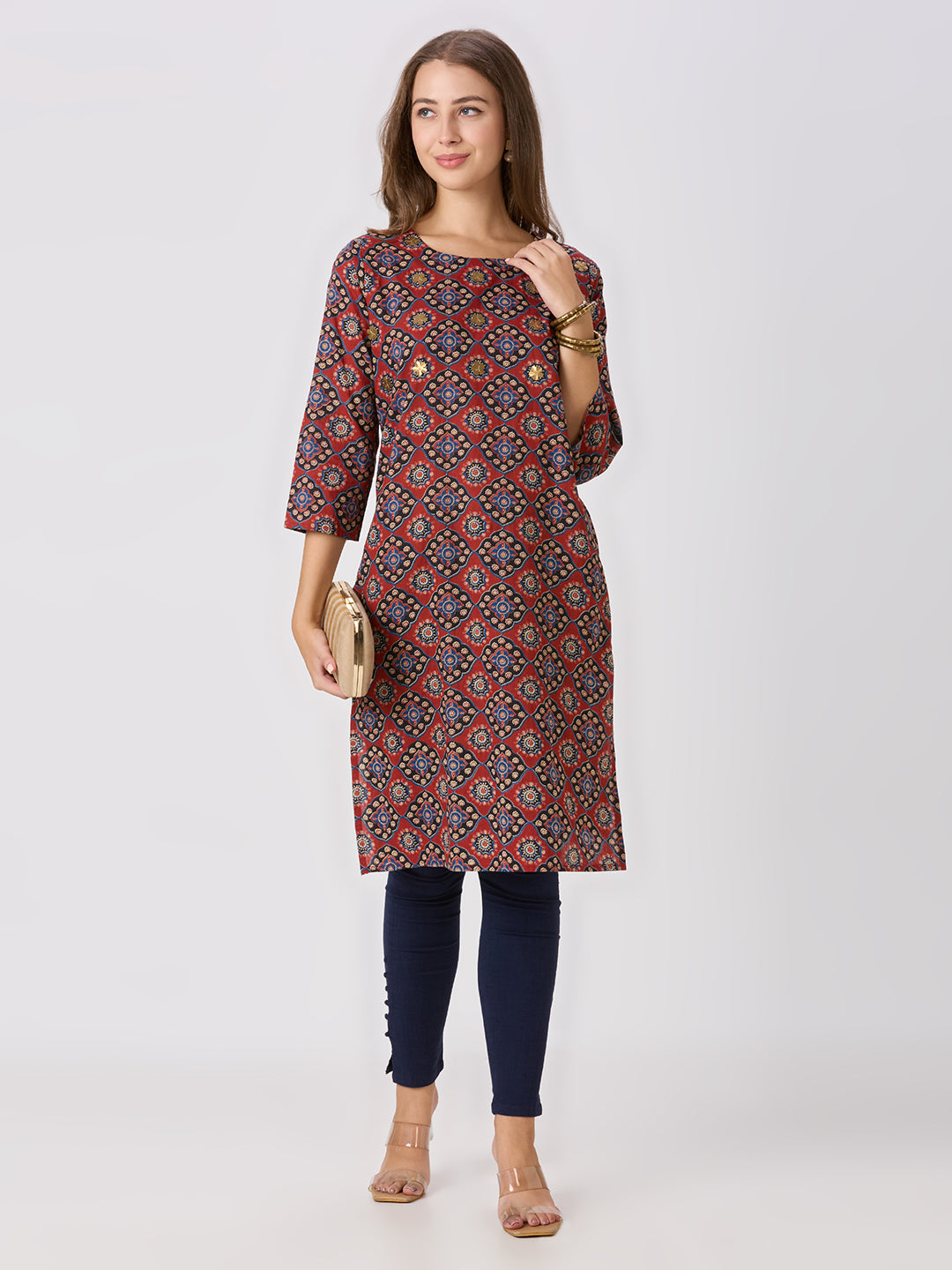Sitayya Printed Kurta - Maroon